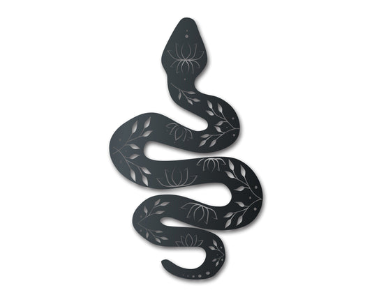 Metal Lotus Serpent Wall Art | Halloween | Indoor Outdoor | Up to 36" | Over 20 Color Options