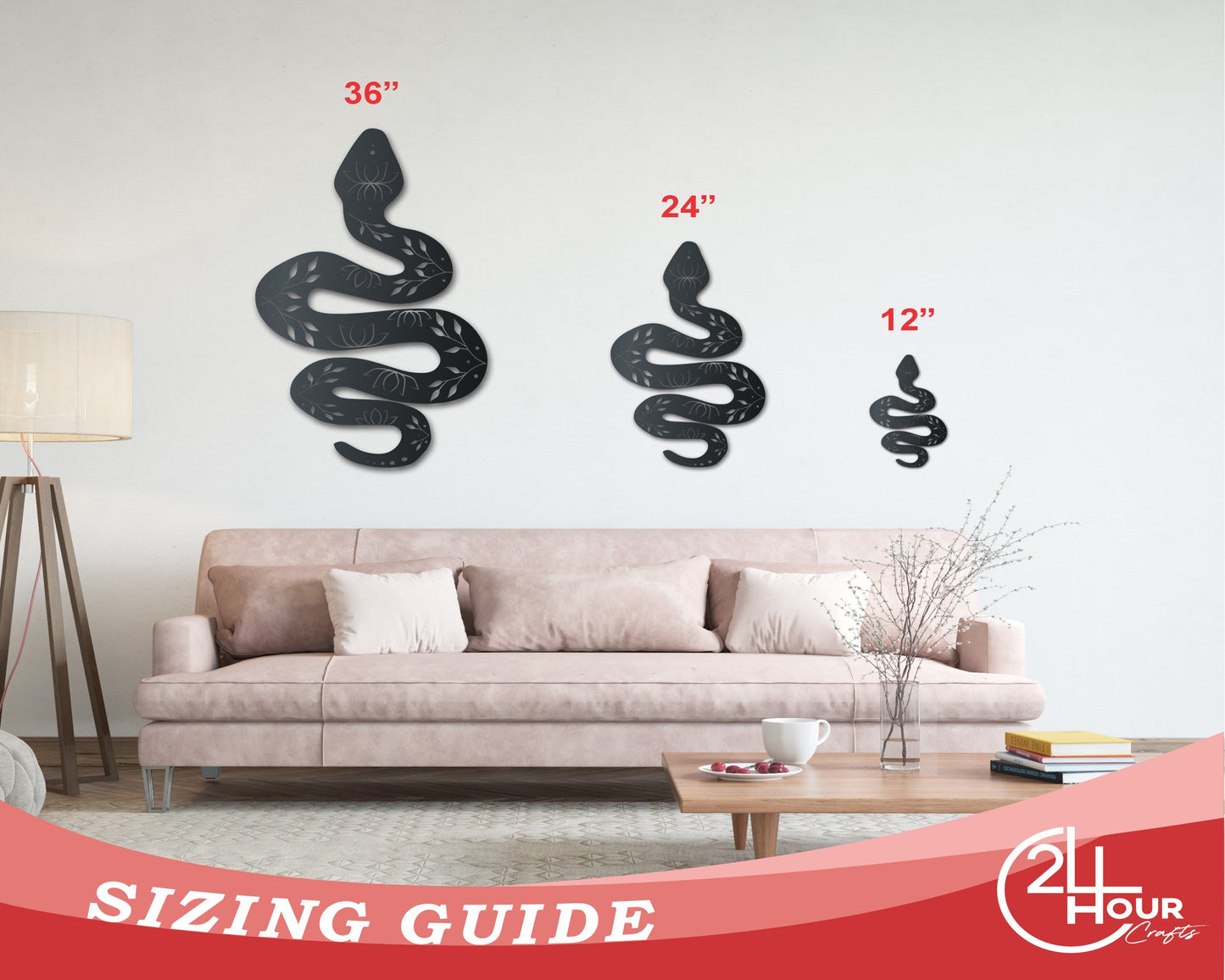 Metal Lotus Serpent Wall Art | Halloween | Indoor Outdoor | Up to 36" | Over 20 Color Options