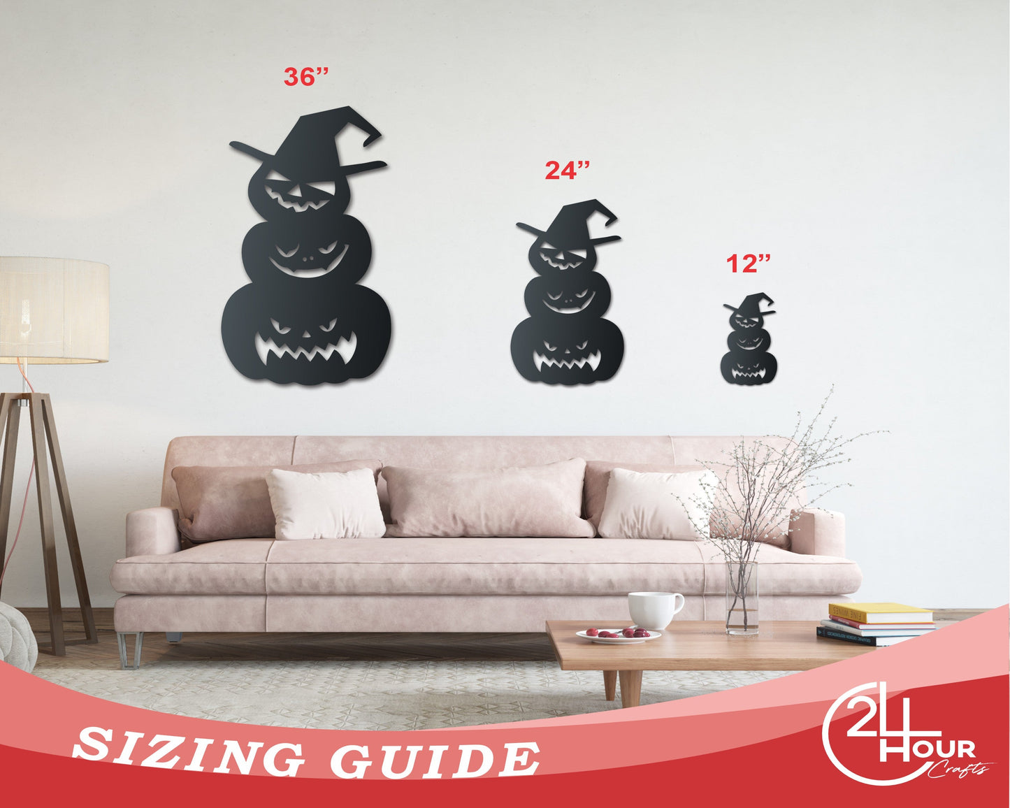 Metal Scary Pumpkin Stack Wall Art | Halloween | Indoor Outdoor | Up to 36" | Over 20 Color Options