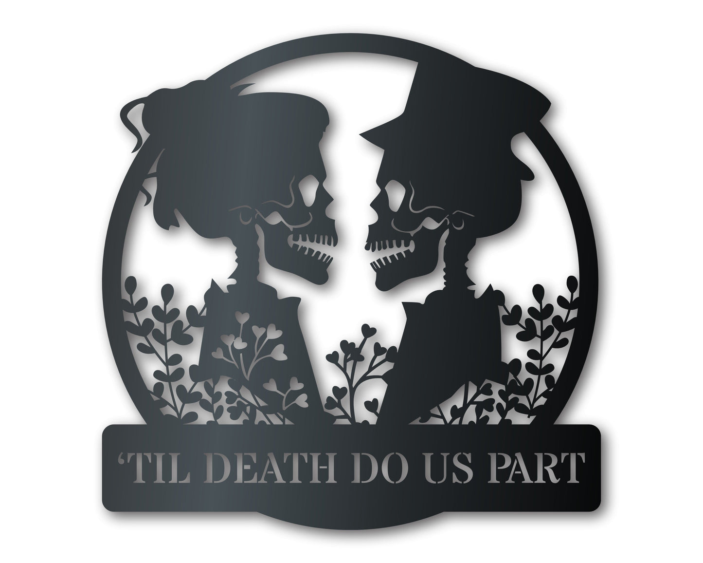 Custom Metal Skeletal Love Wall Art | Halloween | Wedding | Indoor Outdoor | Up to 36" | Over 20 Color Options