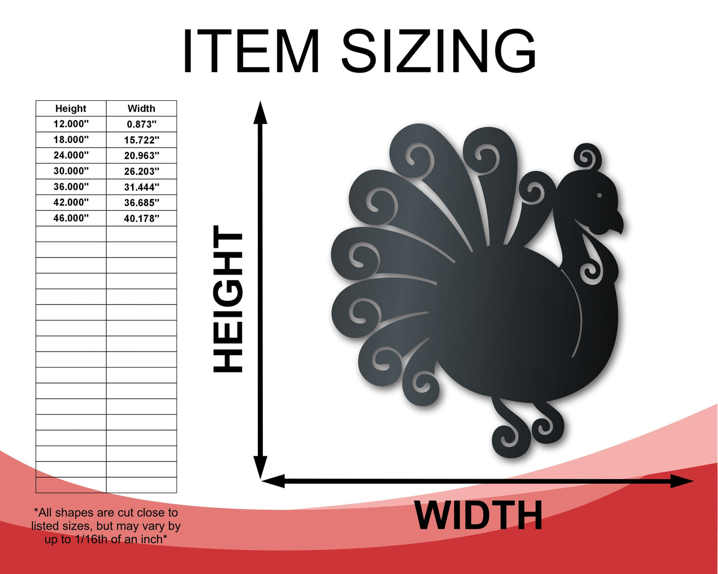 Metal Turkey Wall Art | Thanksgiving | Indoor Outdoor | Up to 36" | Over 20 Color Options