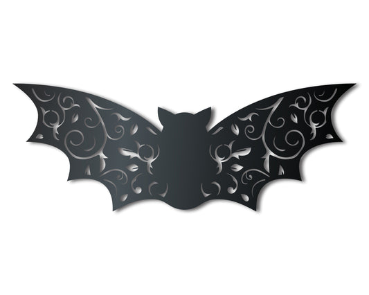 Metal Floral Bat Wall Art | Halloween | Indoor Outdoor | Up to 36" | Over 20 Color Options