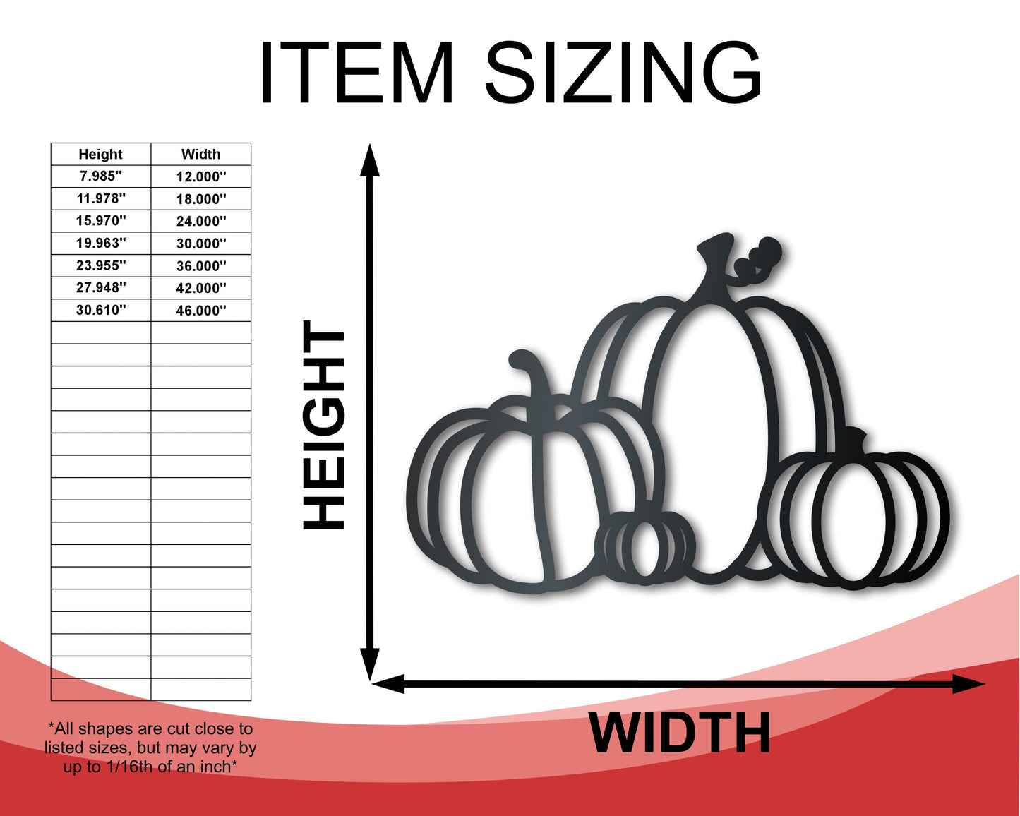 Metal Pumpkins Wall Art | Fall | Indoor Outdoor | Up to 36" | Over 20 Color Options