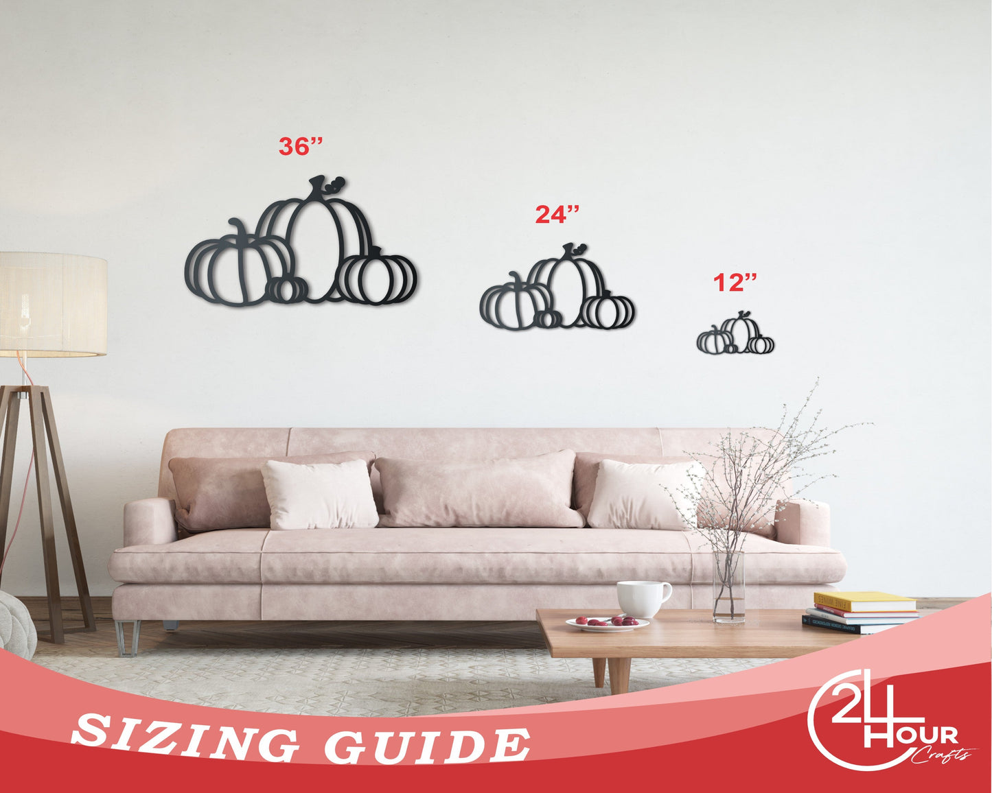 Metal Pumpkins Wall Art | Fall | Indoor Outdoor | Up to 36" | Over 20 Color Options