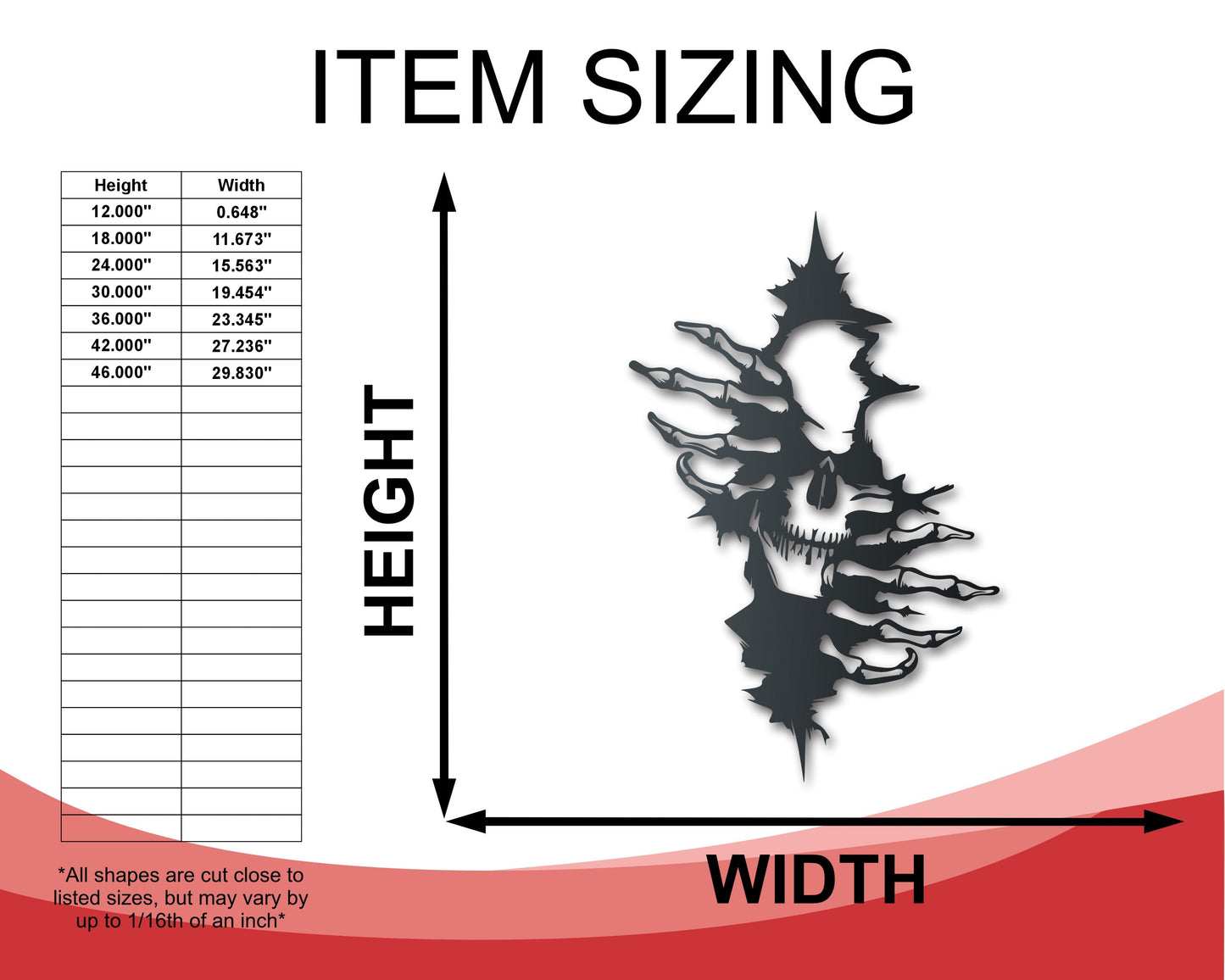 Metal Skull in the Wall Art | Halloween | Indoor Outdoor | Up to 36" | Over 20 Color Options