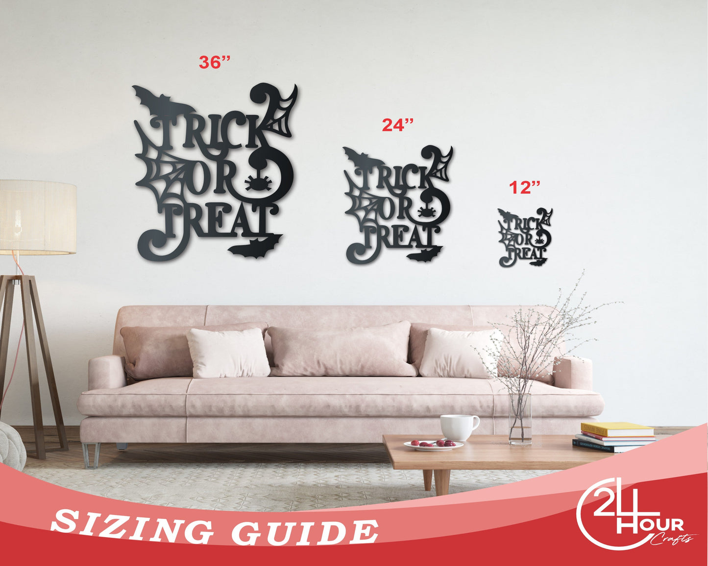 Metal Trick or Treat Wall Art | Halloween | Indoor Outdoor | Up to 36" | Over 20 Color Options