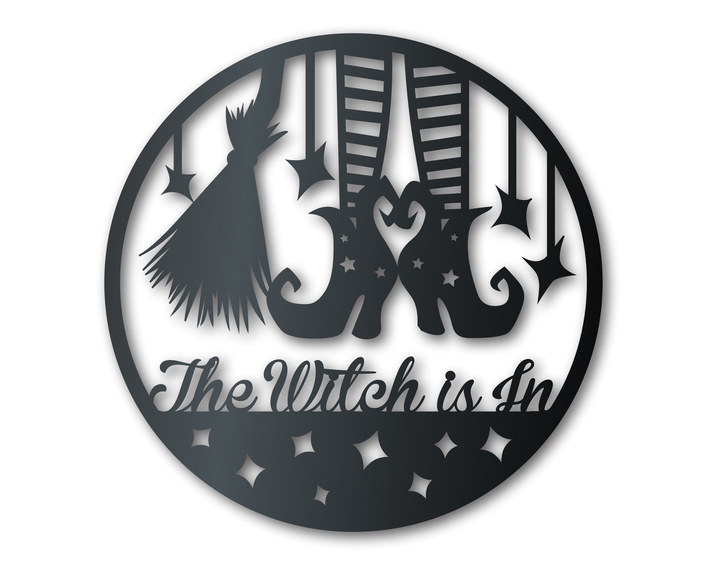 Custom Metal Witch Feet and Broom Wall Art | Halloween | Indoor Outdoor | Up to 36" | Over 20 Color Options