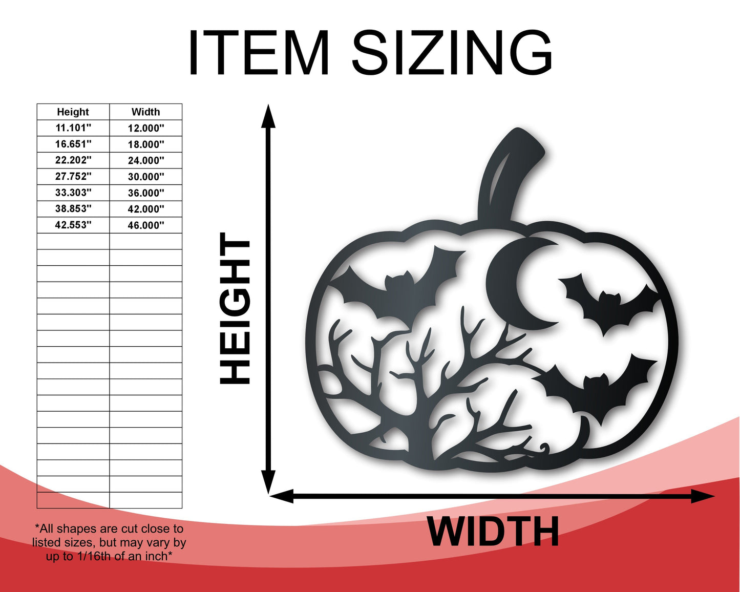 Metal Pumpkin Bats Wall Art | Halloween | Indoor Outdoor | Up to 36" | Over 20 Color Options