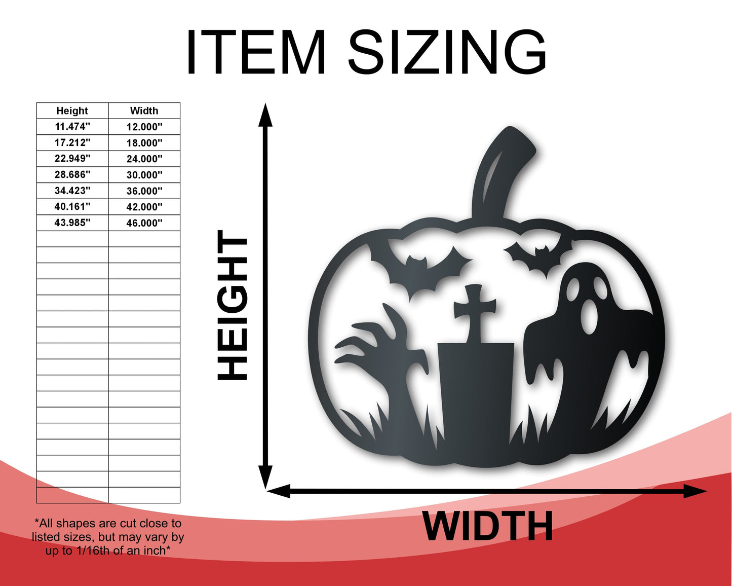 Metal Pumpkin Graveyard Wall Art | Halloween | Indoor Outdoor | Up to 36" | Over 20 Color Options