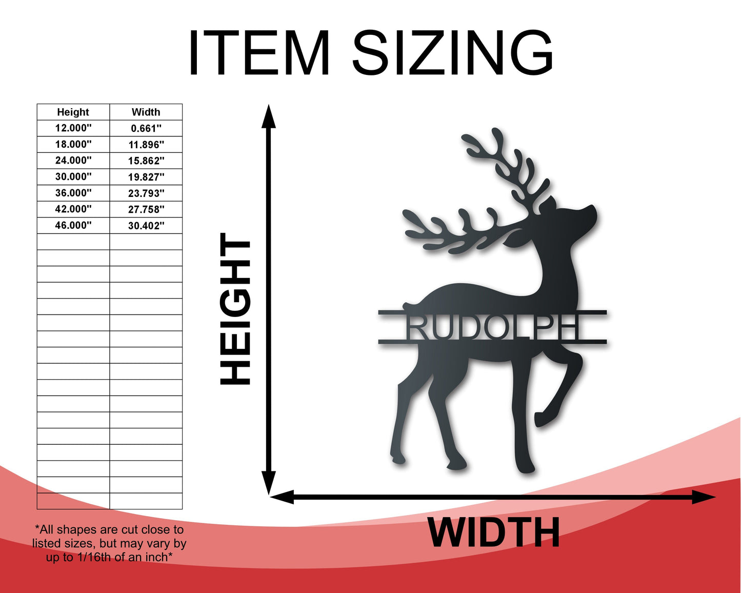 Custom Metal Split Reindeer Wall Art | Winter Holiday | Indoor Outdoor | Up to 36" | Over 20 Color Options