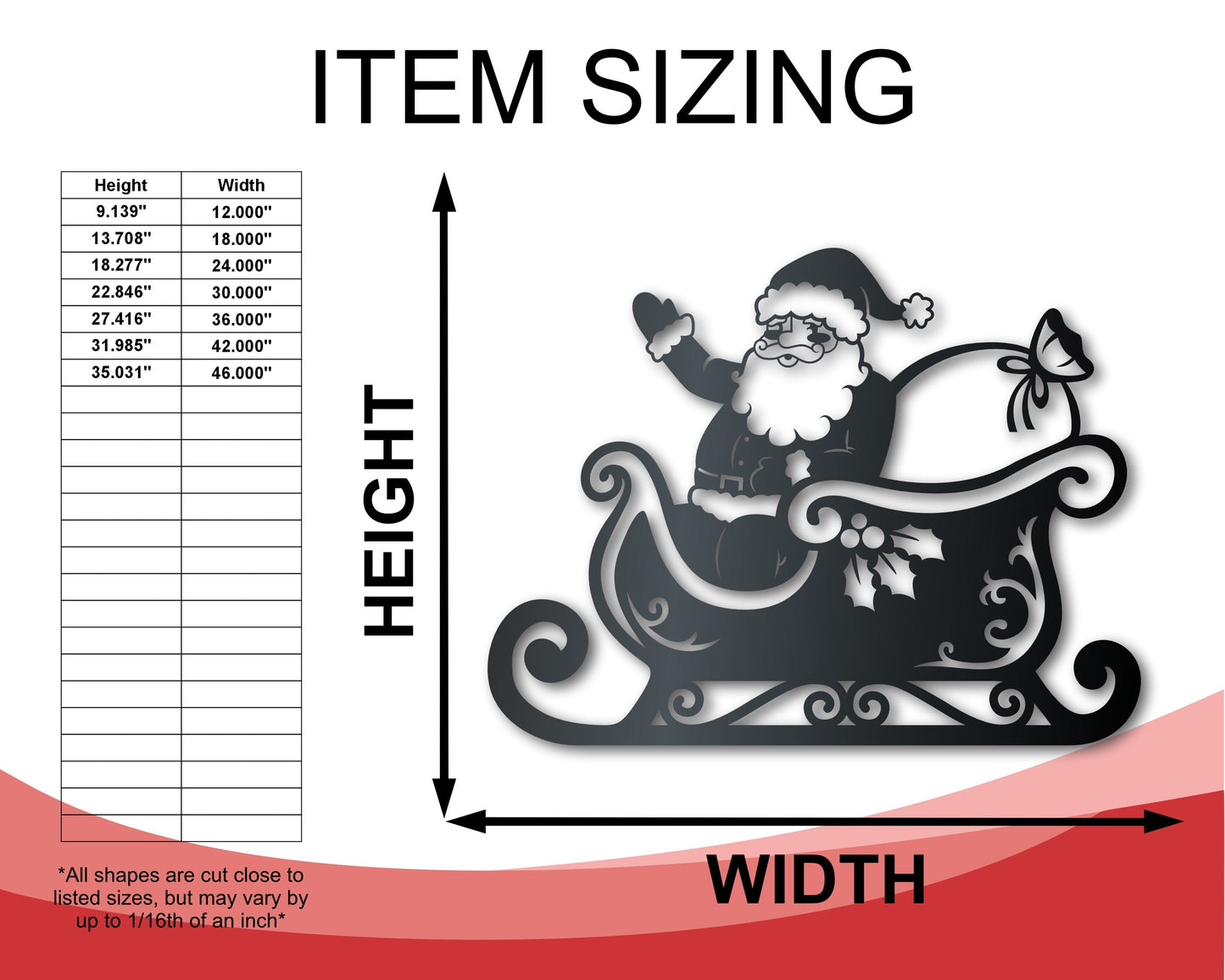 Custom Metal Santa and Reindeer Wall Art | Three Piece Set | Christmas | Indoor Outdoor | Up to 36" | Over 20 Color Options