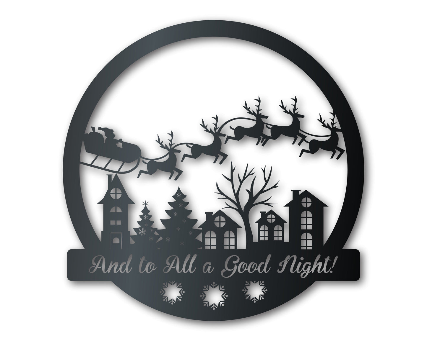 Custom Metal Christmas Night Santa's Sleigh Wall Art | Indoor Outdoor | Up to 36" | Over 20 Color Options