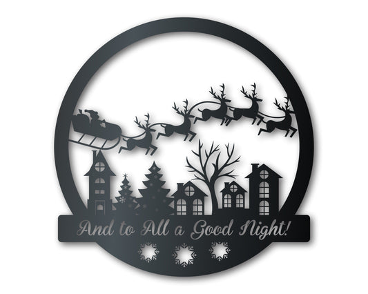 Custom Metal Christmas Night Santa's Sleigh Wall Art | Indoor Outdoor | Up to 36" | Over 20 Color Options