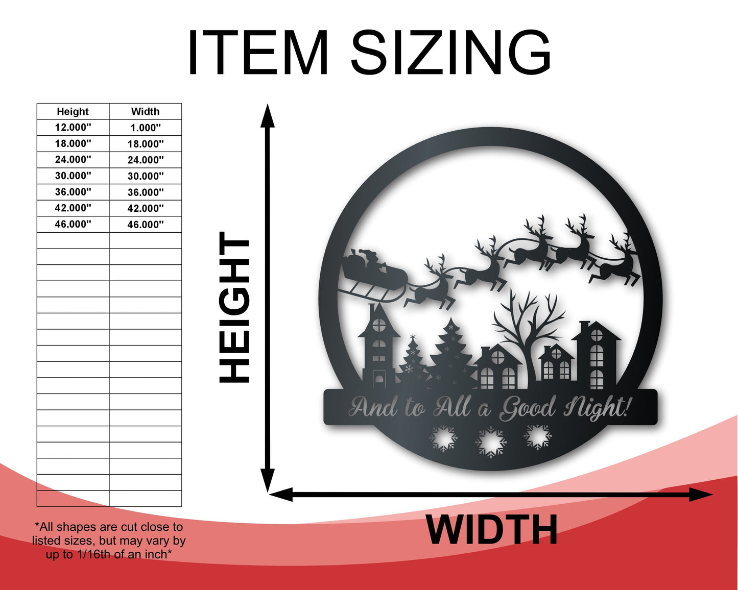 Custom Metal Christmas Night Santa's Sleigh Wall Art | Indoor Outdoor | Up to 36" | Over 20 Color Options