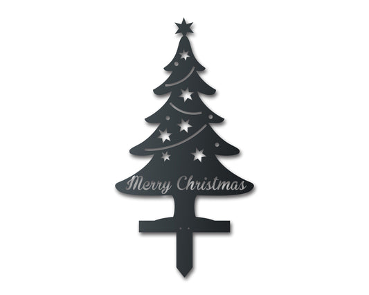 Custom Metal Christmas Tree Garden Stake | Christmas Holiday | Indoor Outdoor | Up to 24" | Over 20 Color Options