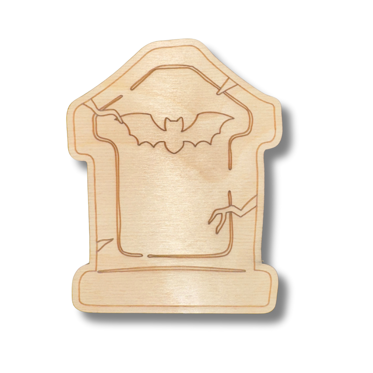 Unfinished Wood Etched Tombstone Shape | Paint By Line Crafts | up to 30" DIY