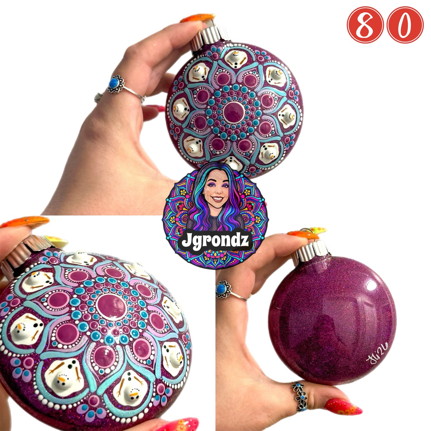 3” Melting Snowman Mandala Ornament