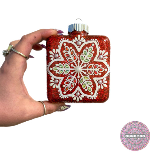 4” Square Snowflake Mandala Ornament