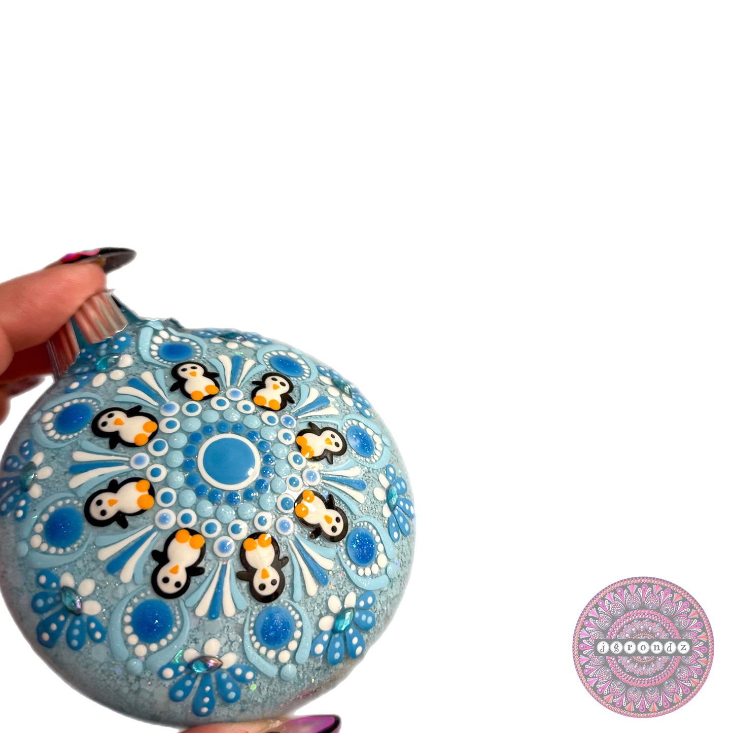 3” Penguin Mandala Glitter Ornament