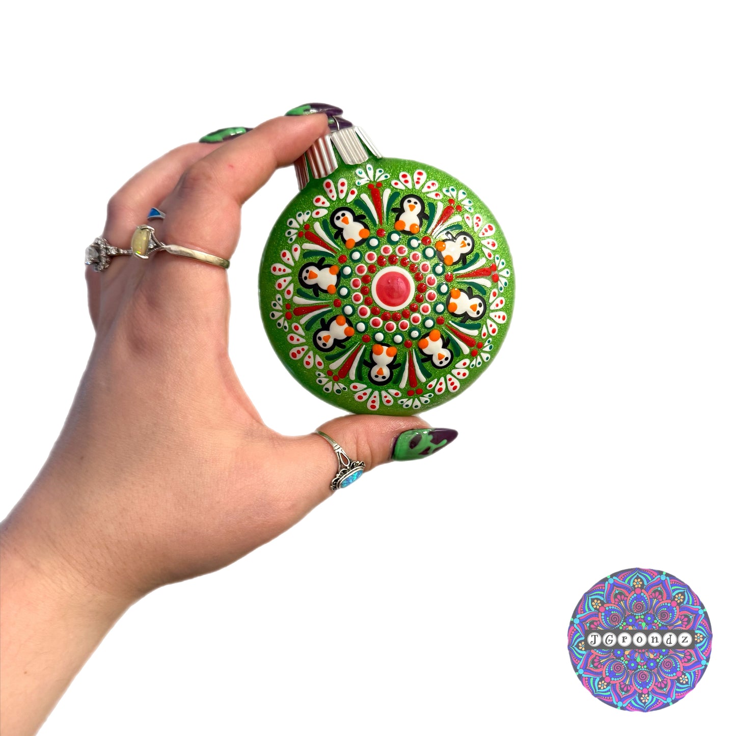 3” Penguin Mandala Glitter Ornament