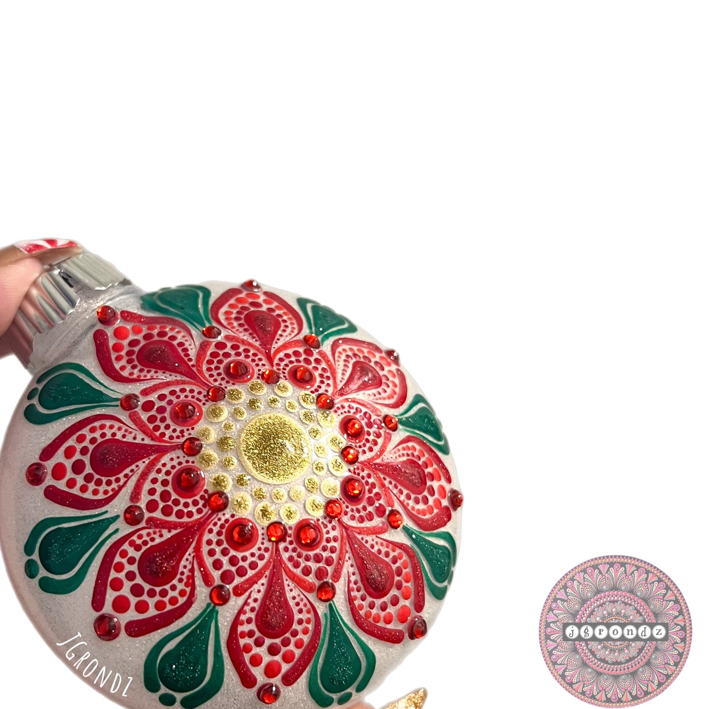 3” Poinsettia Mandala Glitter Ornament