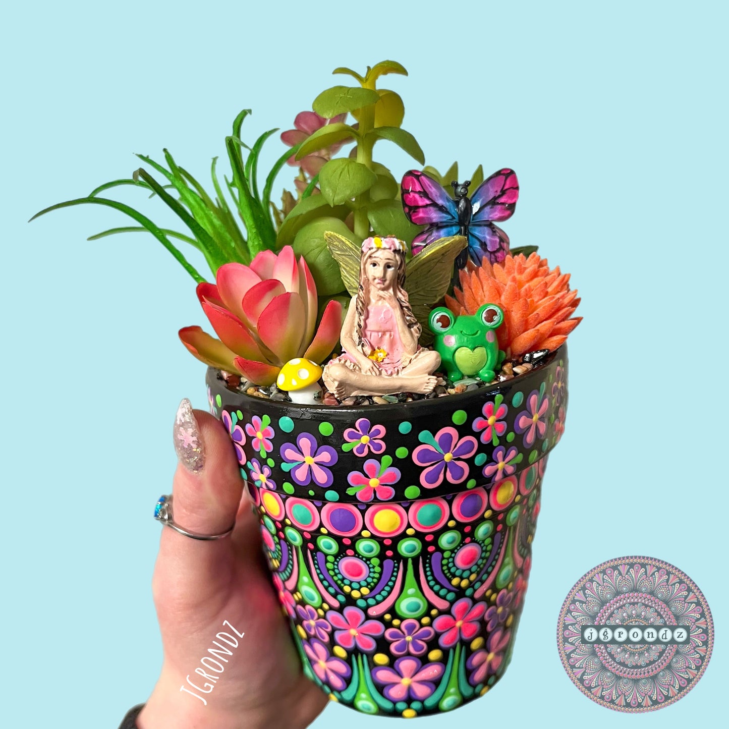 XXL Hoppy Pot - Spring/Easter Painted Succulent Pot