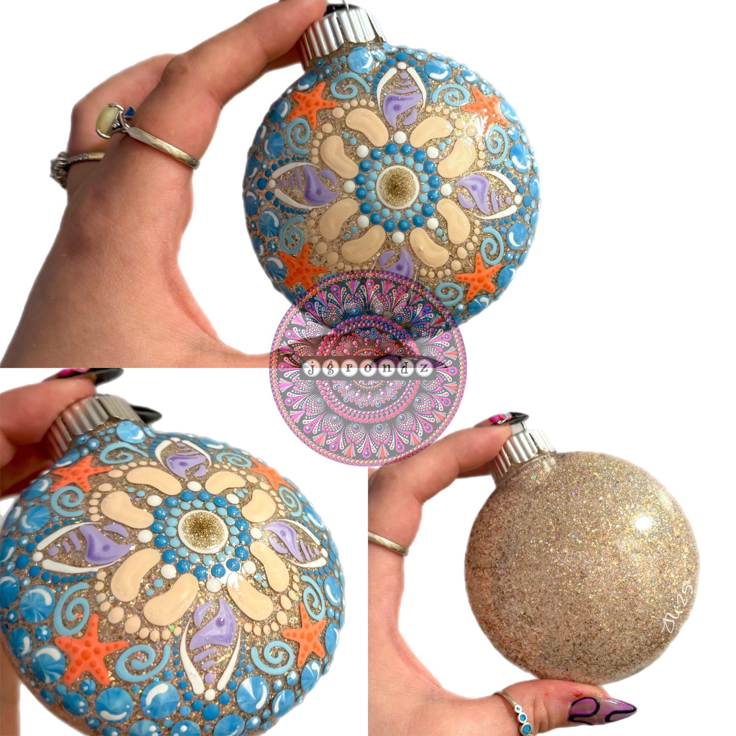 3” Beachy Mandala Glitter Ornament