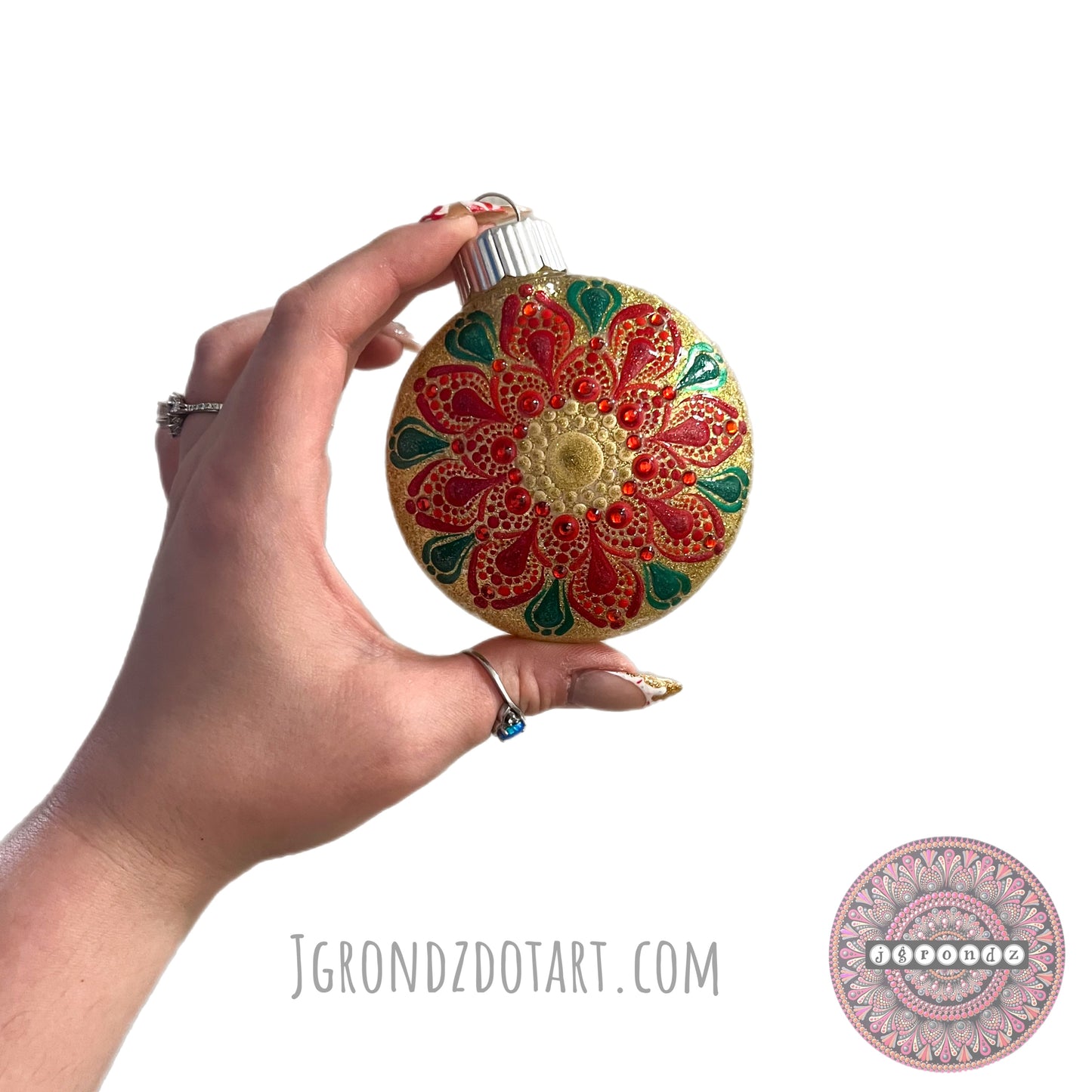 3” Poinsettia Mandala Glitter Ornament