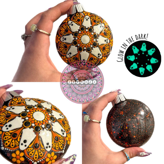 3” Halloween Mandala Glitter Ornament