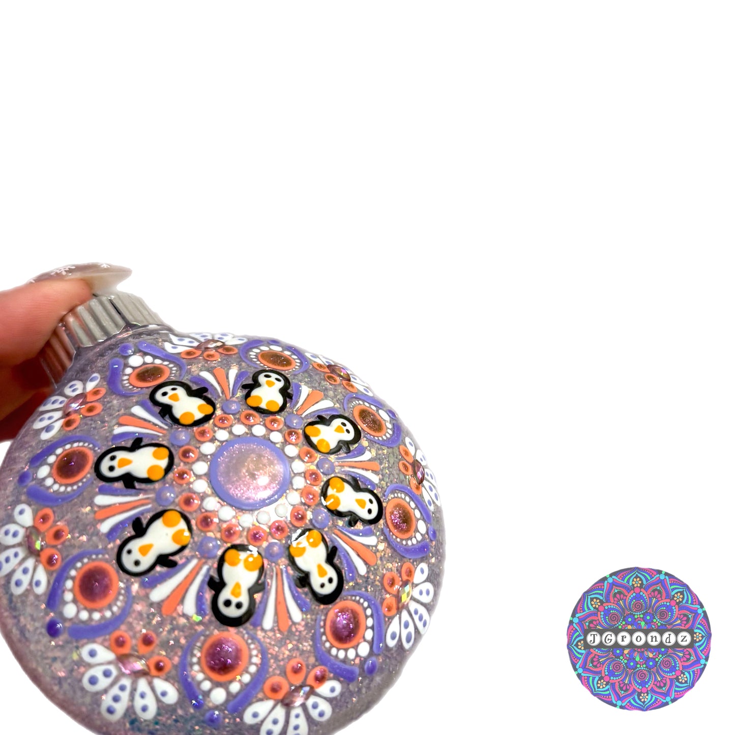 3” Penguin Mandala Glitter Ornament