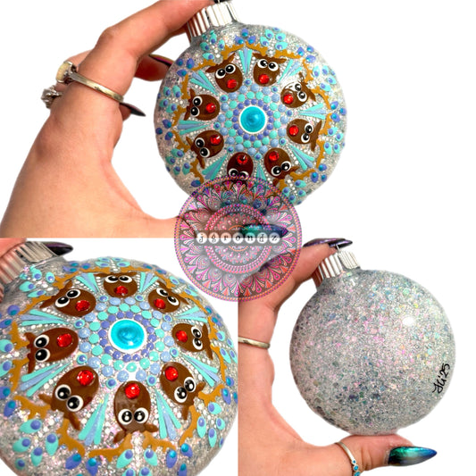 3” Rudolph Mandala Glitter Ornament