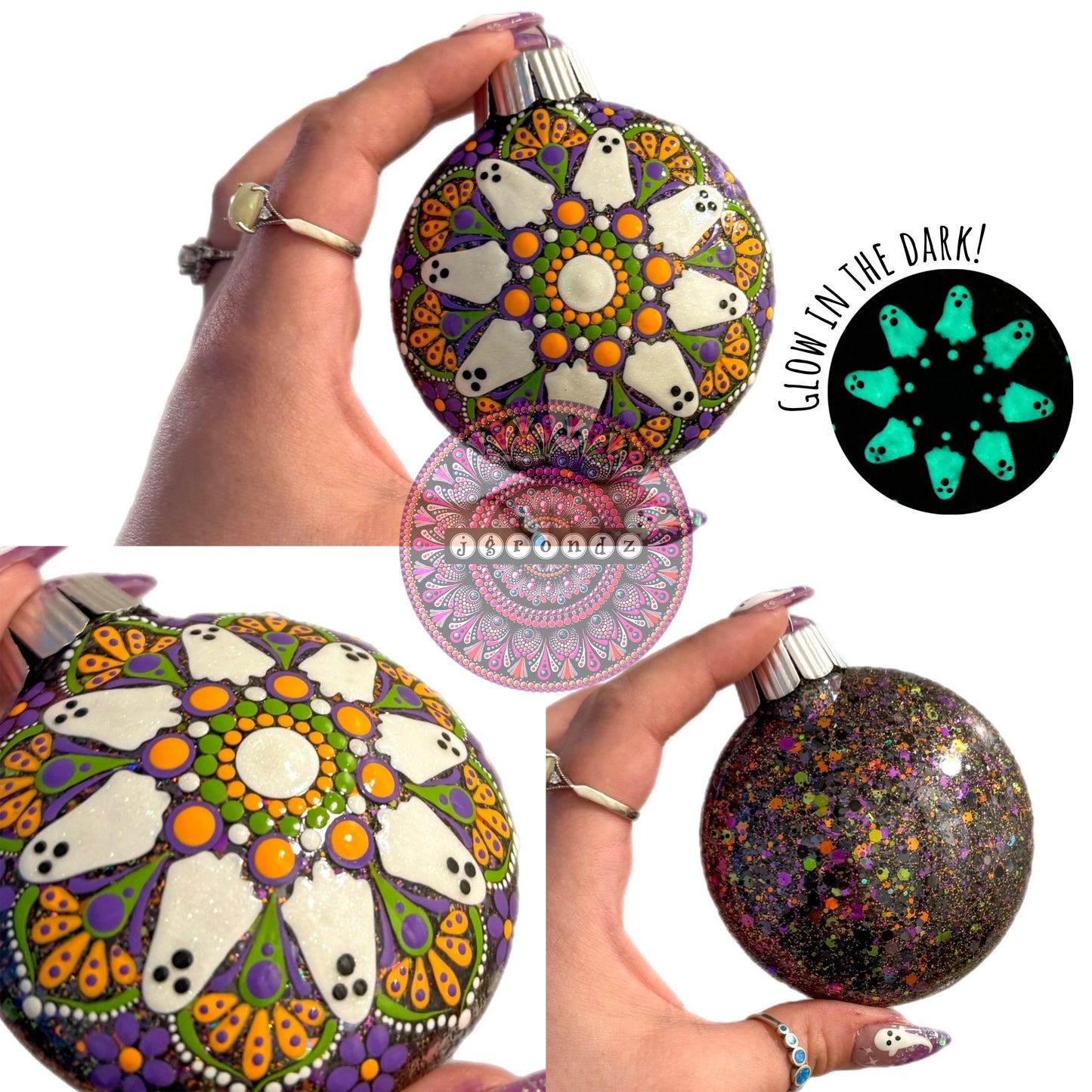 3” Halloween Mandala Glitter Ornament
