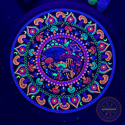 10” Black Light Mandala Painting