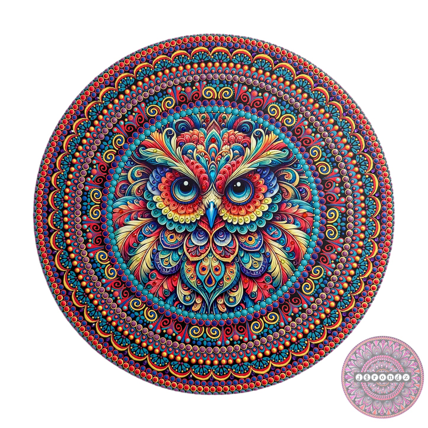 14” Owl Mandala Painting