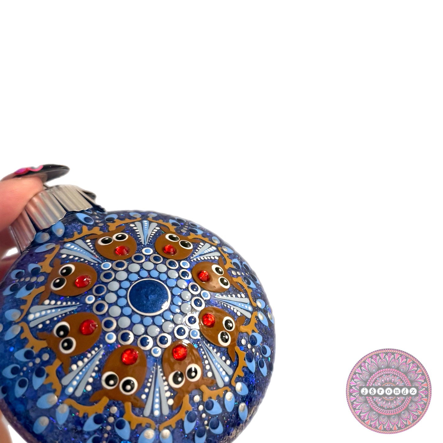 3” Rudolph Mandala Glitter Ornament