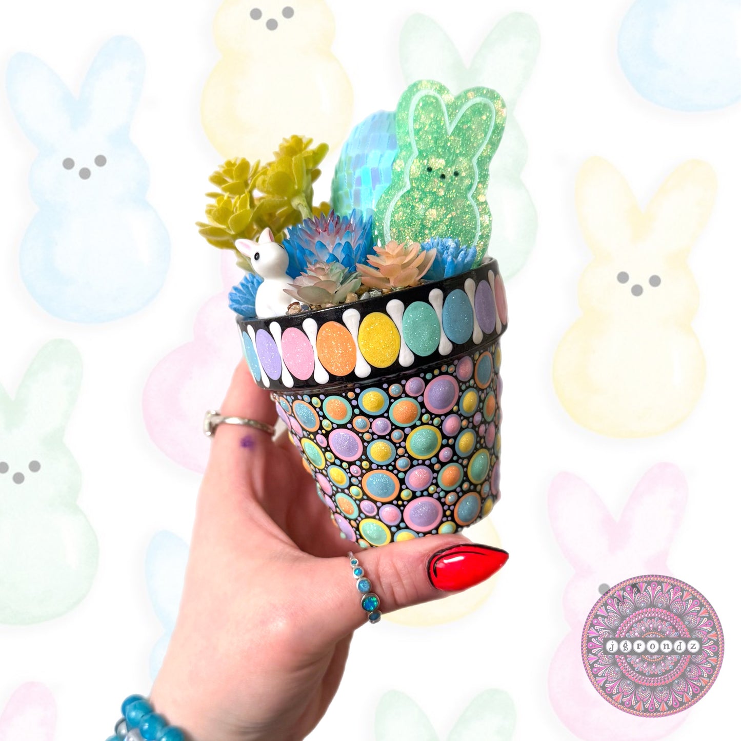 Peeps Hoppy Pot - Spring/Easter Pretty Pot