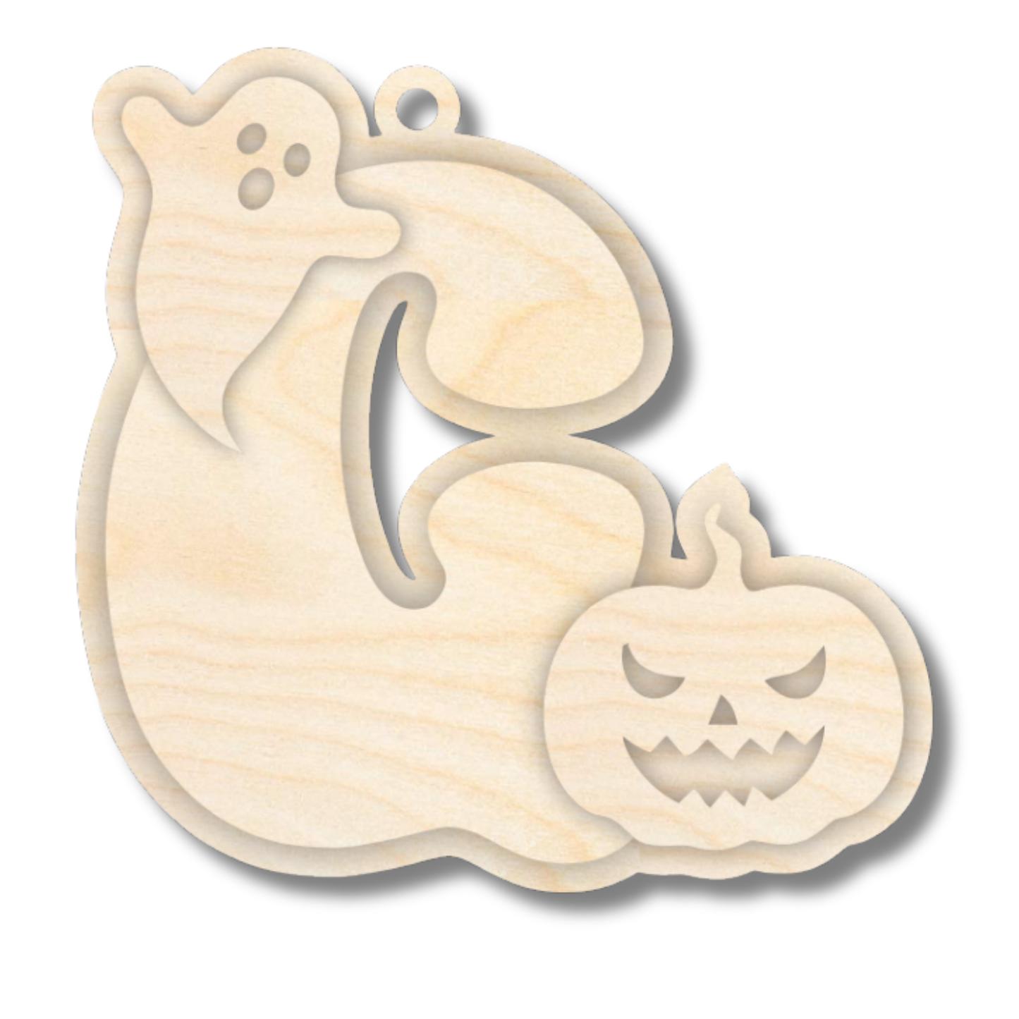 Unfinished Wood Layered Letter Halloween Ghost & Pumpkin Tags | A-Z | 4 Piece | 6" Tall | 1/8" Wood | Wood Craft DIY