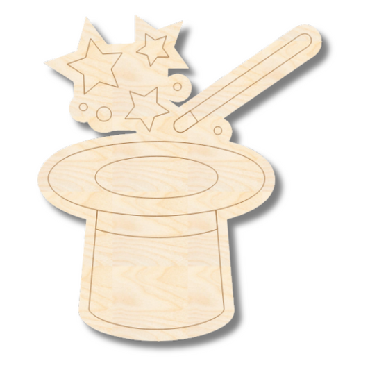 Unfinished Wood Etched Magic Hat Shape | Paint By Line Crafts | up to 30" DIY