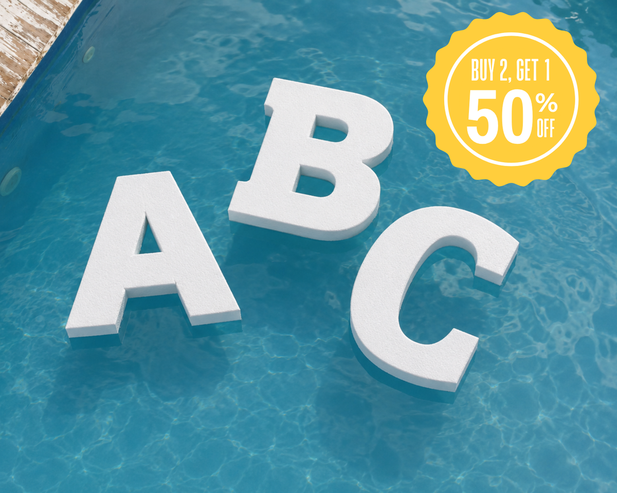 Custom Foam Letters | Floating Pool Foam Cutouts |  10 Font Options Options | 2" Thick | up to 46"