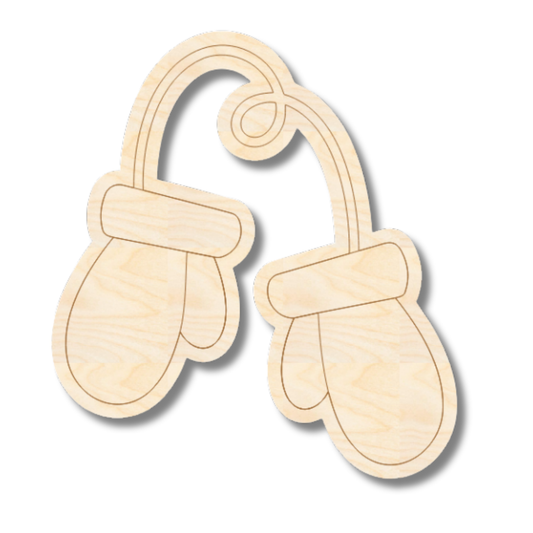 Unfinished Wood Etched Mittens Shape | Paint By Line Crafts | up to 30" DIY