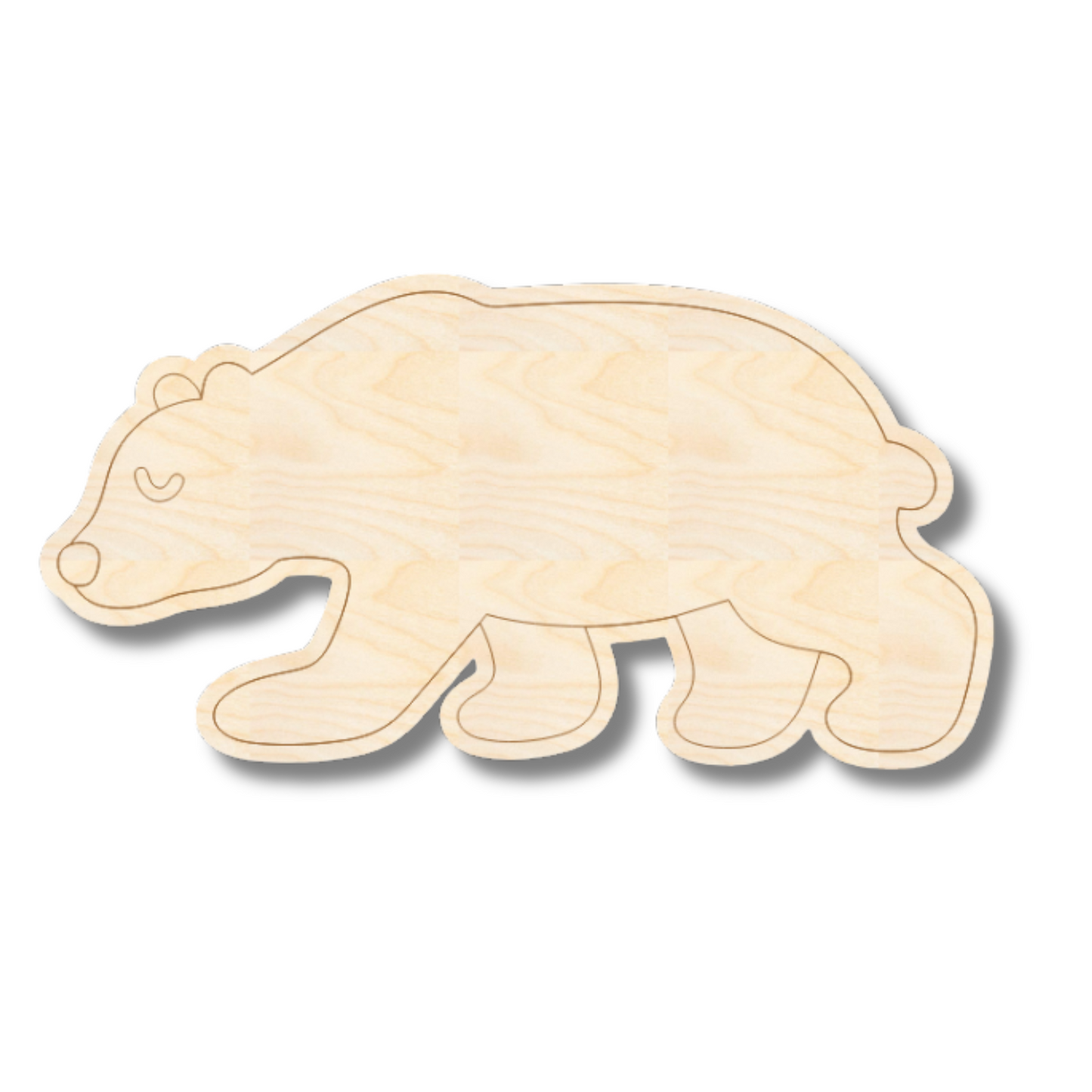 Unfinished Wood Etched Polar Bear Shape | Paint By Line Crafts | up to 30" DIY