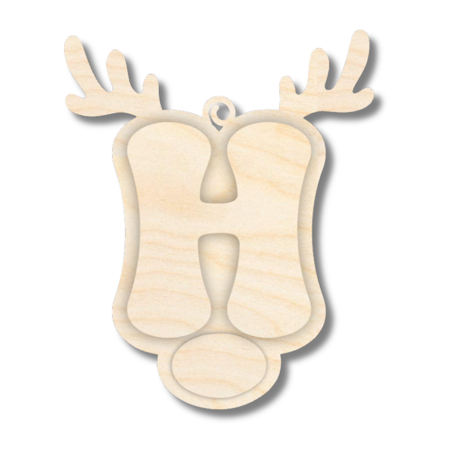 Unfinished Wood Layered Letter and Number Reindeer Ornaments | A-Z | 0-9 | 3 Piece | 6" Tall | 1/8" Wood | Wood Craft DIY