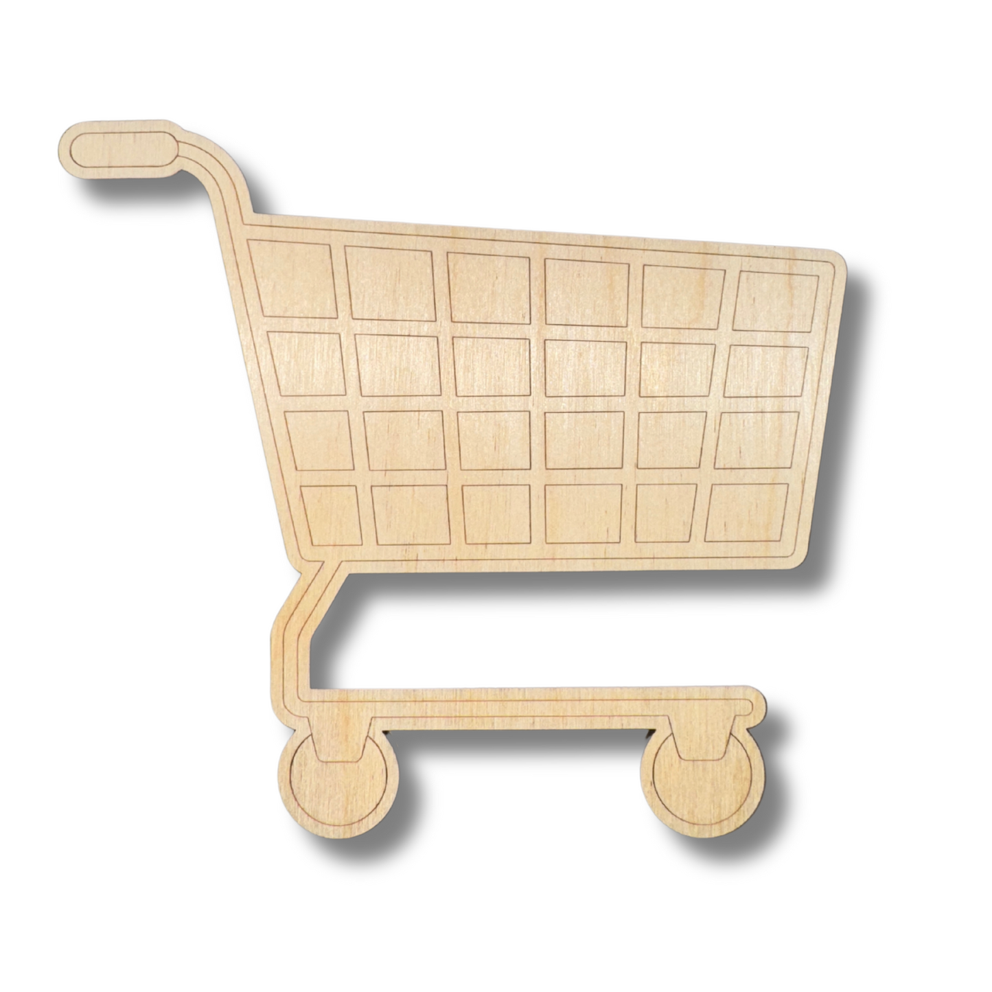 Unfinished Wood Etched Shopping Cart Shape | Paint By Line Crafts | up to 30" DIY