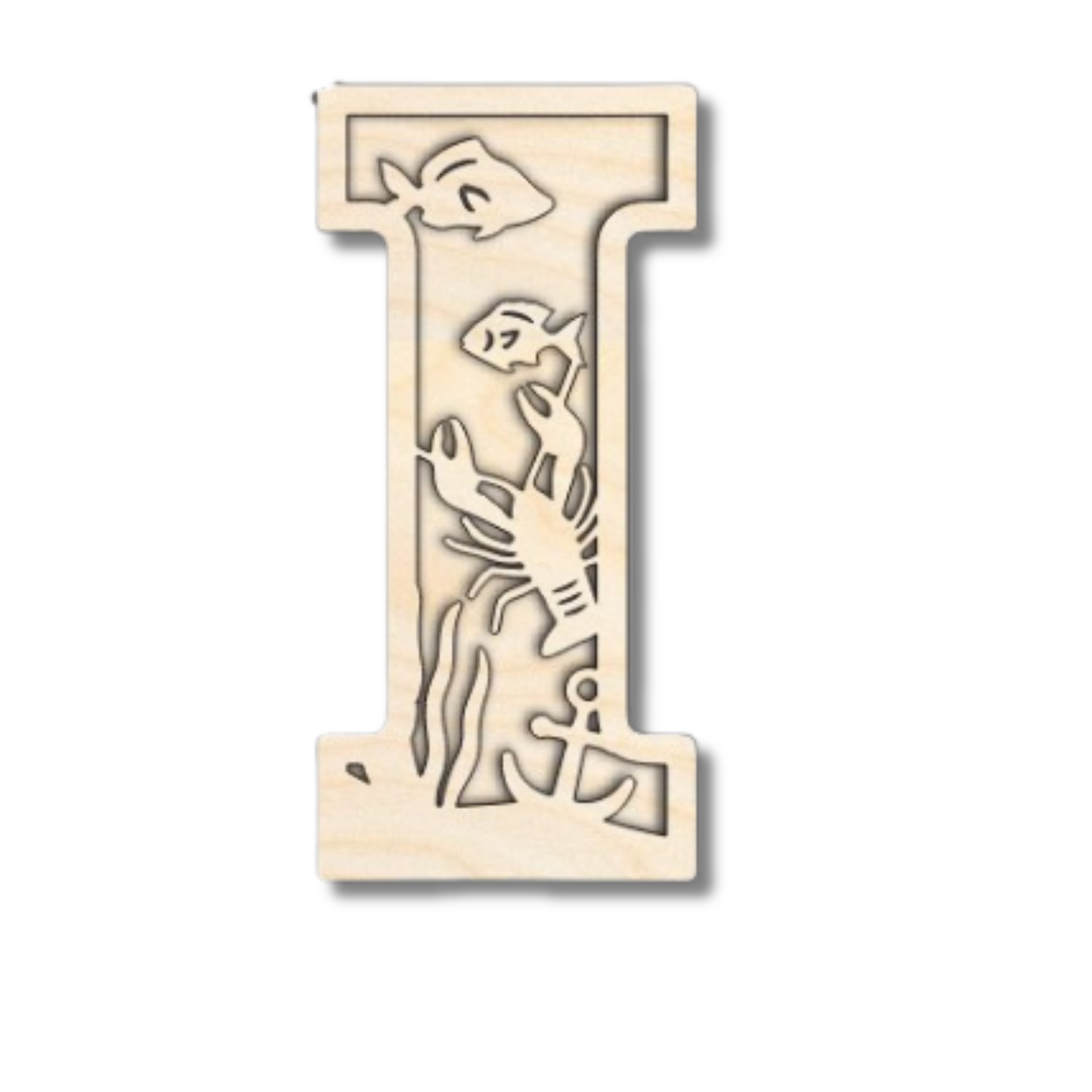 Unfinished Wood Layered Themed Letters | Ocean | A-Z | 2 Piece | up to 24"