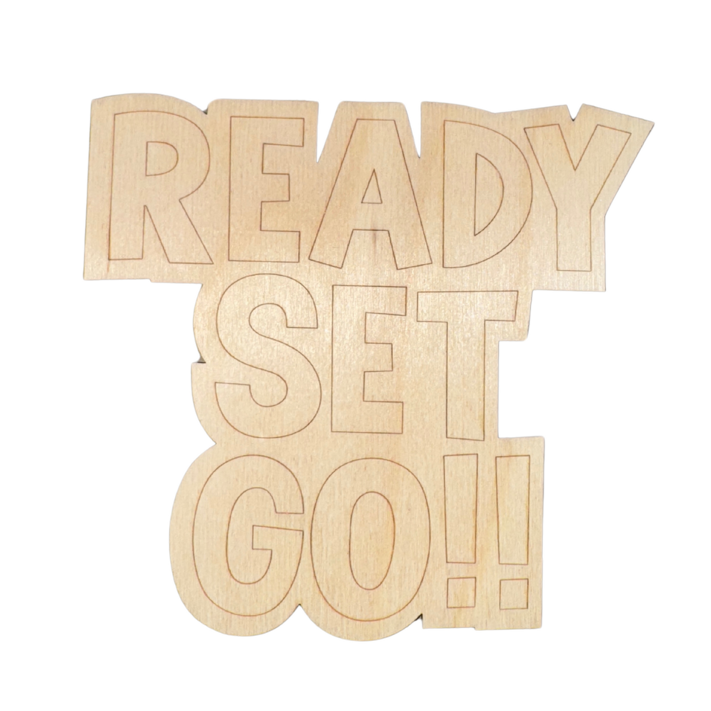Unfinished Wood Etched Ready Set Go Shape | Paint By Line Crafts | up to 30" DIY