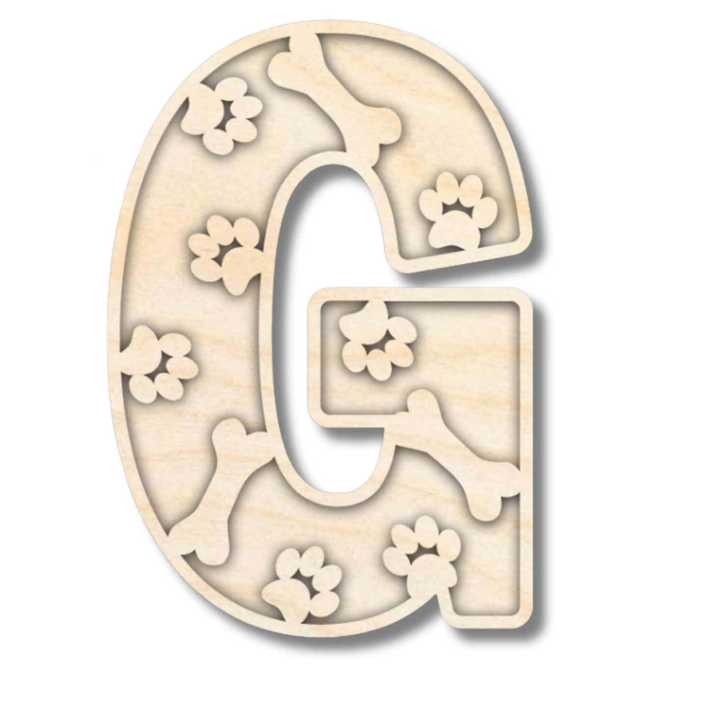 Unfinished Wood Layered Themed Letters | Paw Print | A-Z | 2 Piece | up to 24"