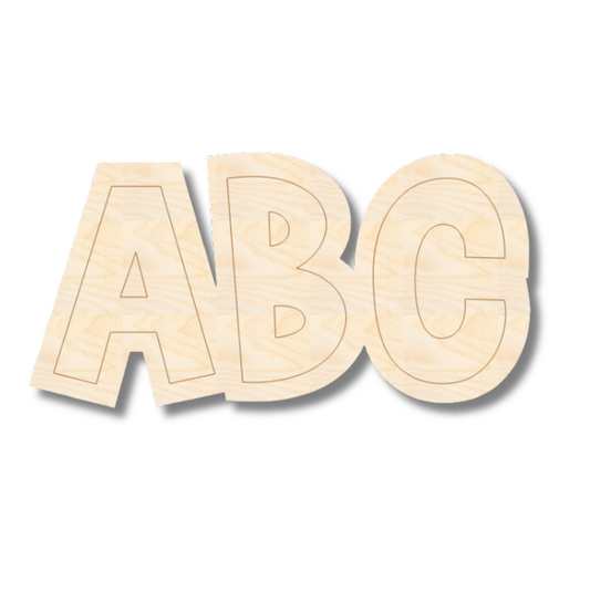 Unfinished Wood Etched ABC Shape | Paint By Line Crafts | up to 30" DIY