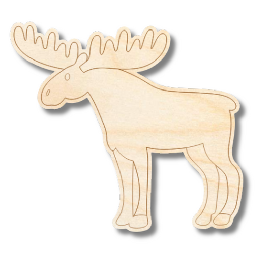 Unfinished Wood Etched Moose Shape | Paint By Line Crafts | up to 30" DIY