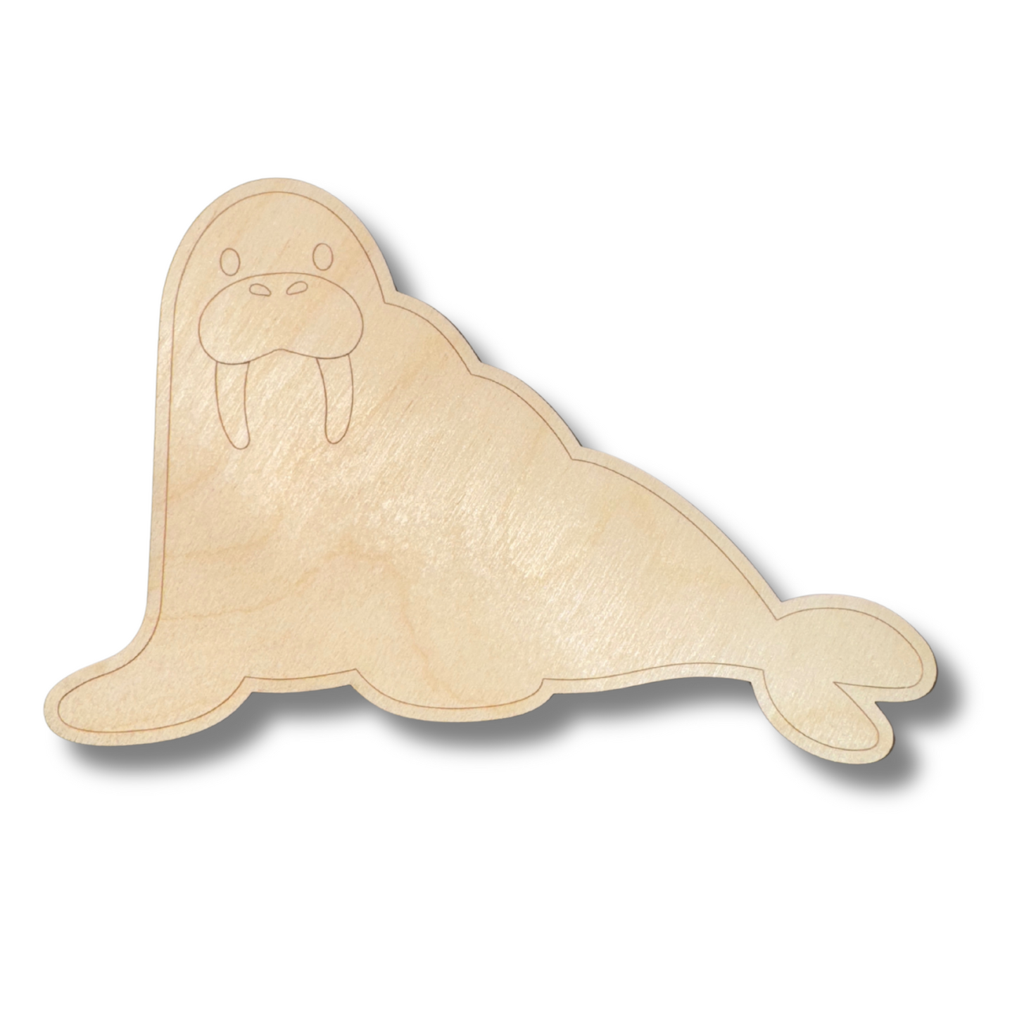 Unfinished Wood Etched Walrus Shape | Paint By Line Crafts | up to 30" DIY