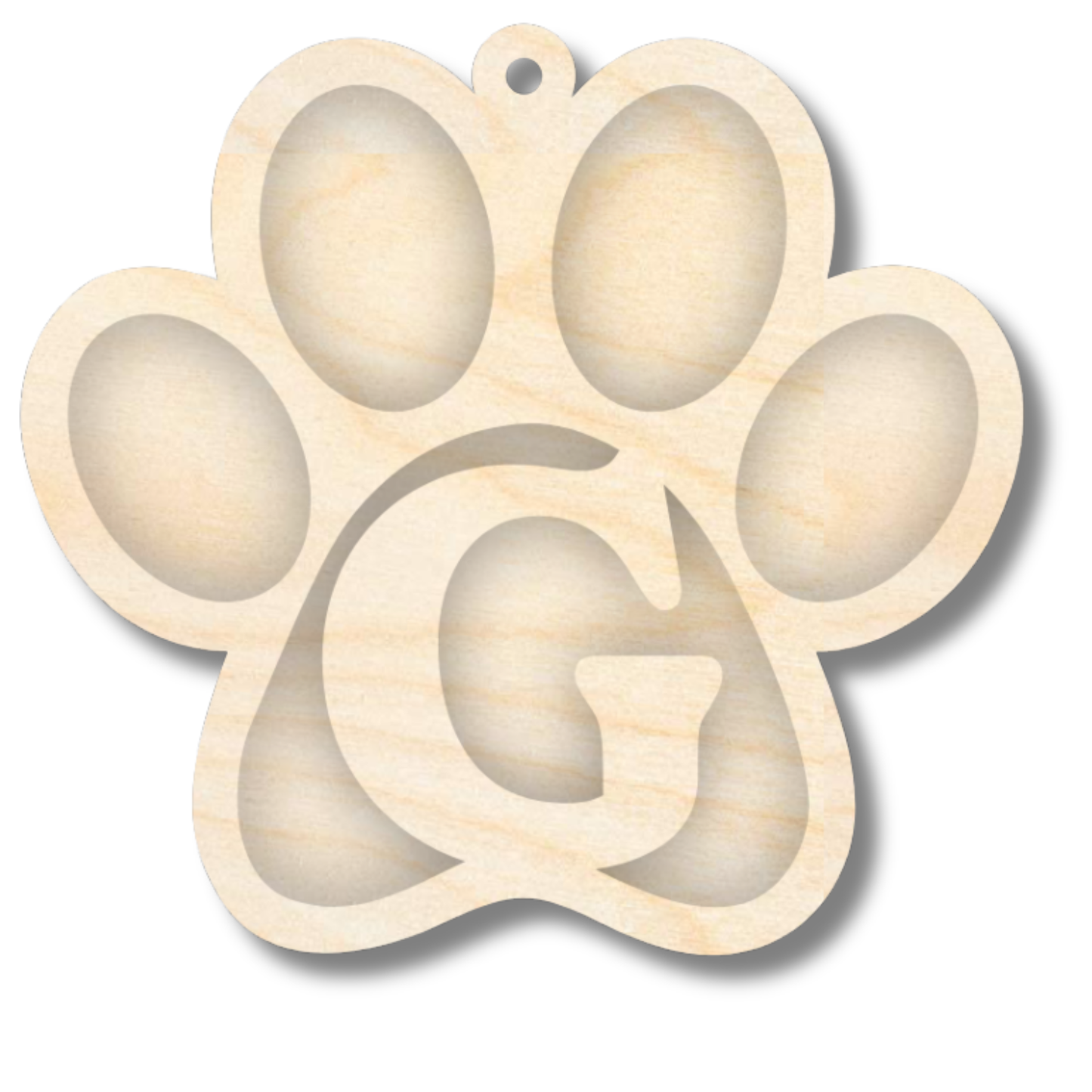 Unfinished Wood Layered Letter Paw Print Tags | A-Z | 2 Piece | 5" Wide | 1/8" Wood | Wood Craft DIY